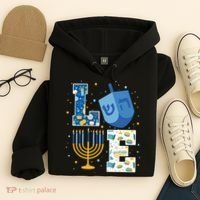 LOVE Cute Hanukkah Decorations Dreidel Menorah Chanukah Hoodie thumb 4