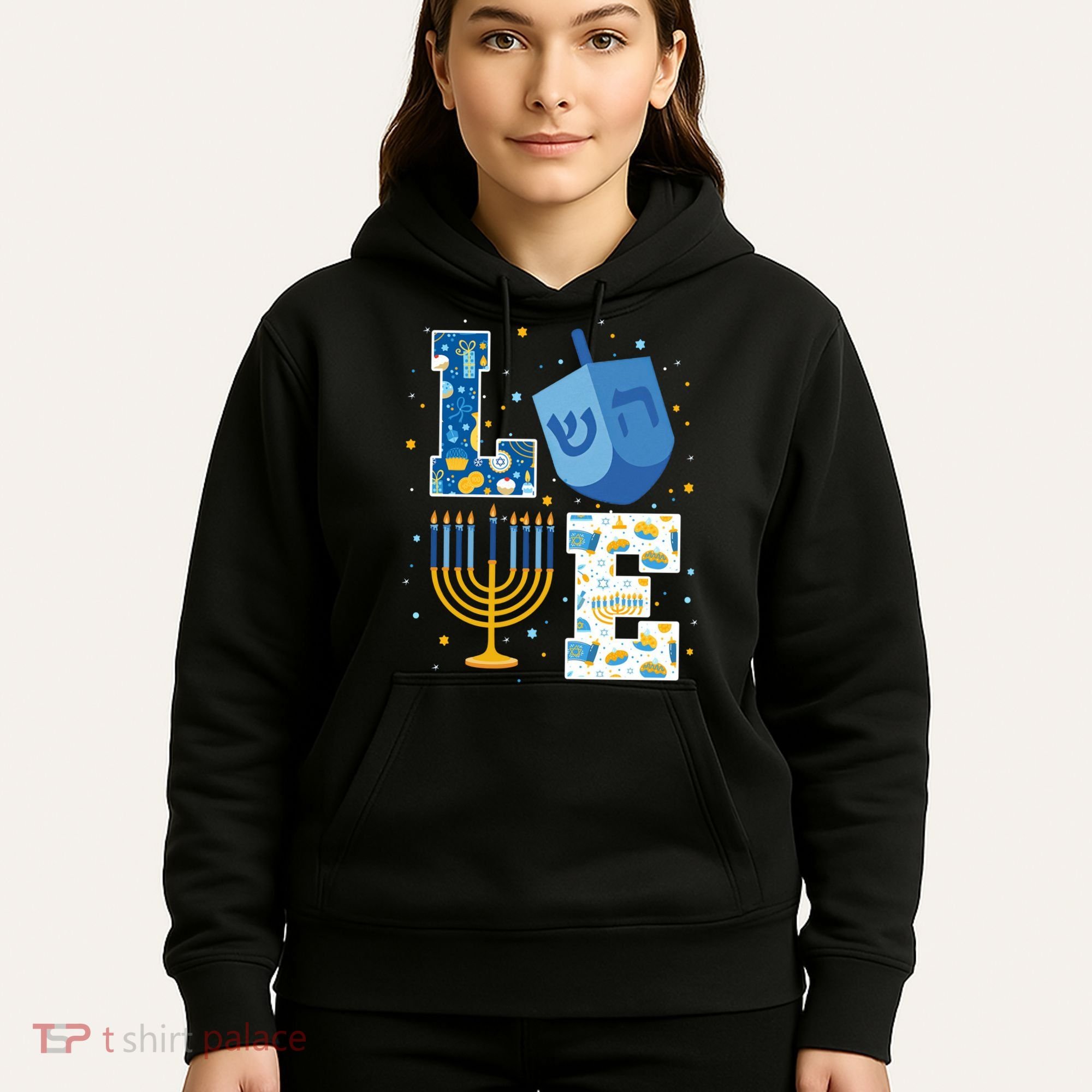 LOVE Cute Hanukkah Decorations Dreidel Menorah Chanukah Hoodie