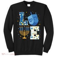 LOVE Cute Hanukkah Decorations Dreidel Menorah Chanukah Sweatshirt thumb 0