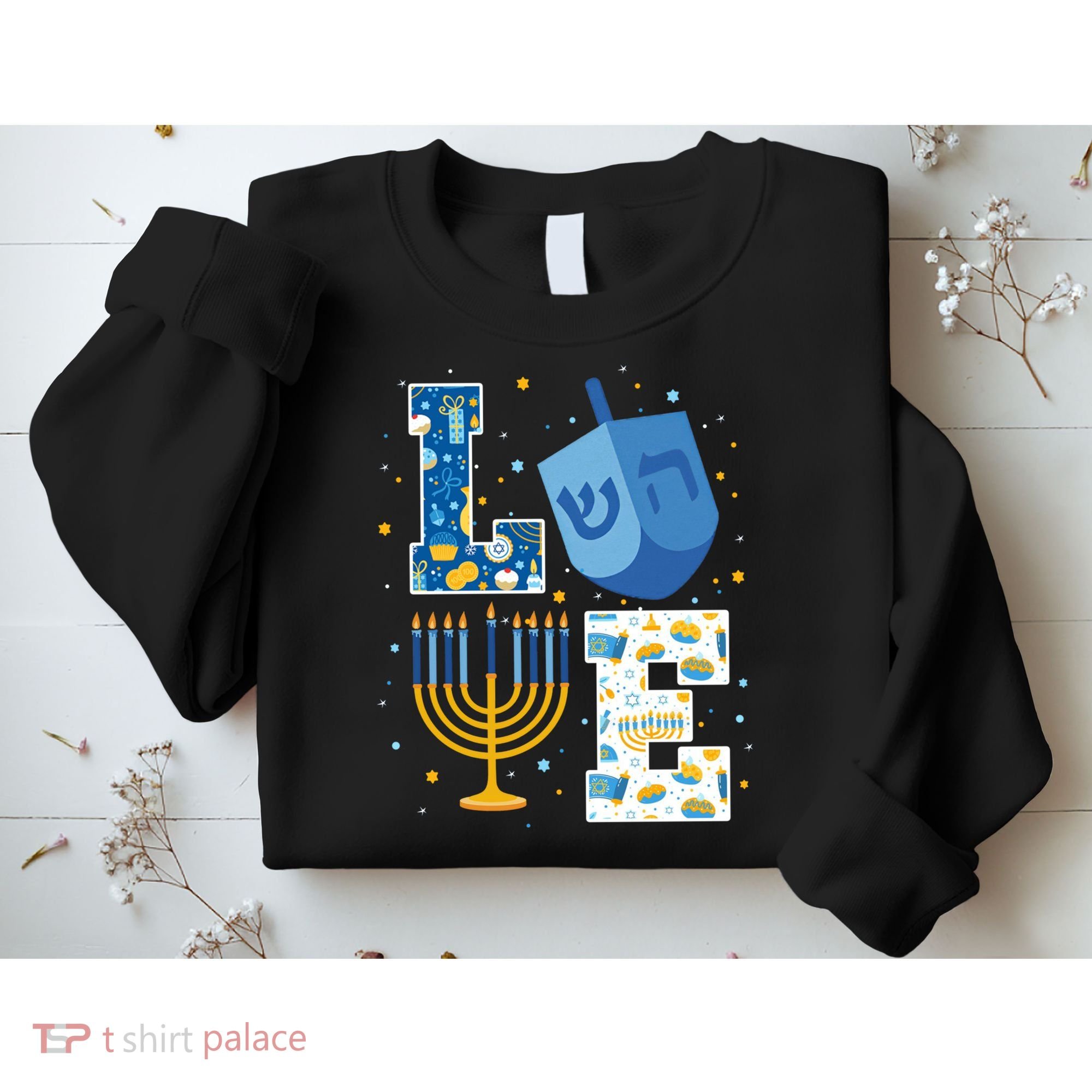 LOVE Cute Hanukkah Decorations Dreidel Menorah Chanukah Sweatshirt