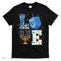 LOVE Cute Hanukkah Decorations Dreidel Menorah Chanukah T-Shirt thumb 0