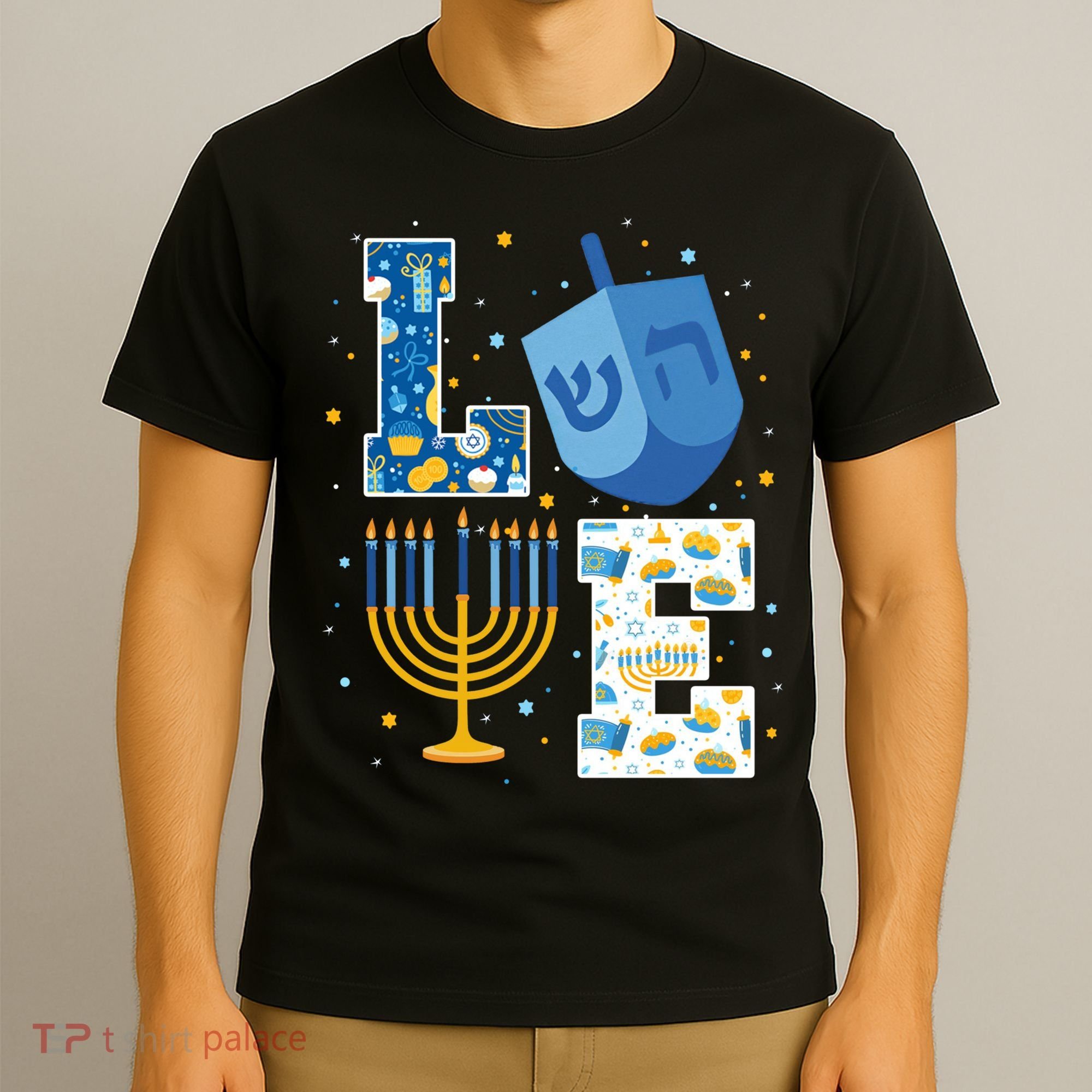 LOVE Cute Hanukkah Decorations Dreidel Menorah Chanukah T-Shirt