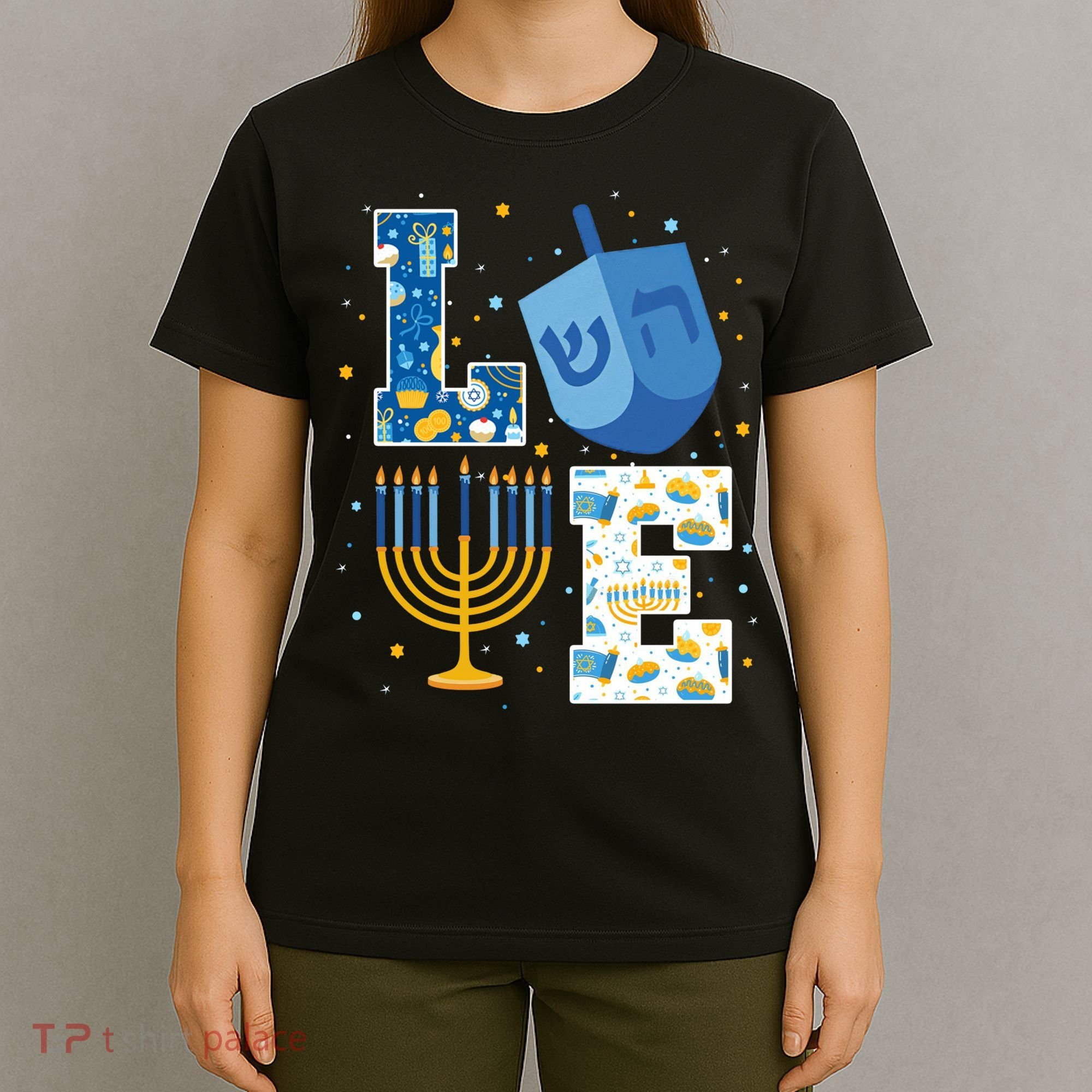 LOVE Cute Hanukkah Decorations Dreidel Menorah Chanukah T-Shirt