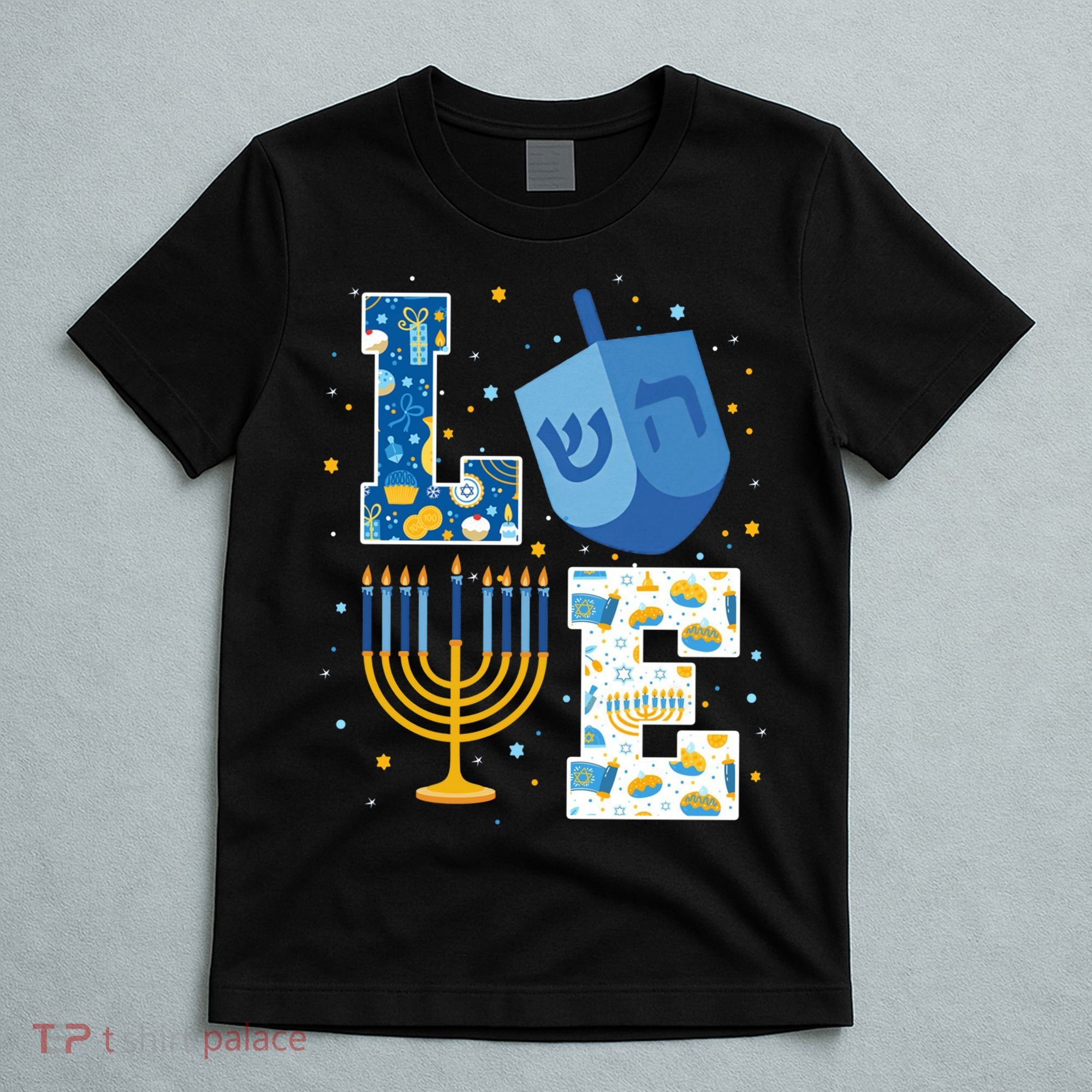 LOVE Cute Hanukkah Decorations Dreidel Menorah Chanukah T-Shirt