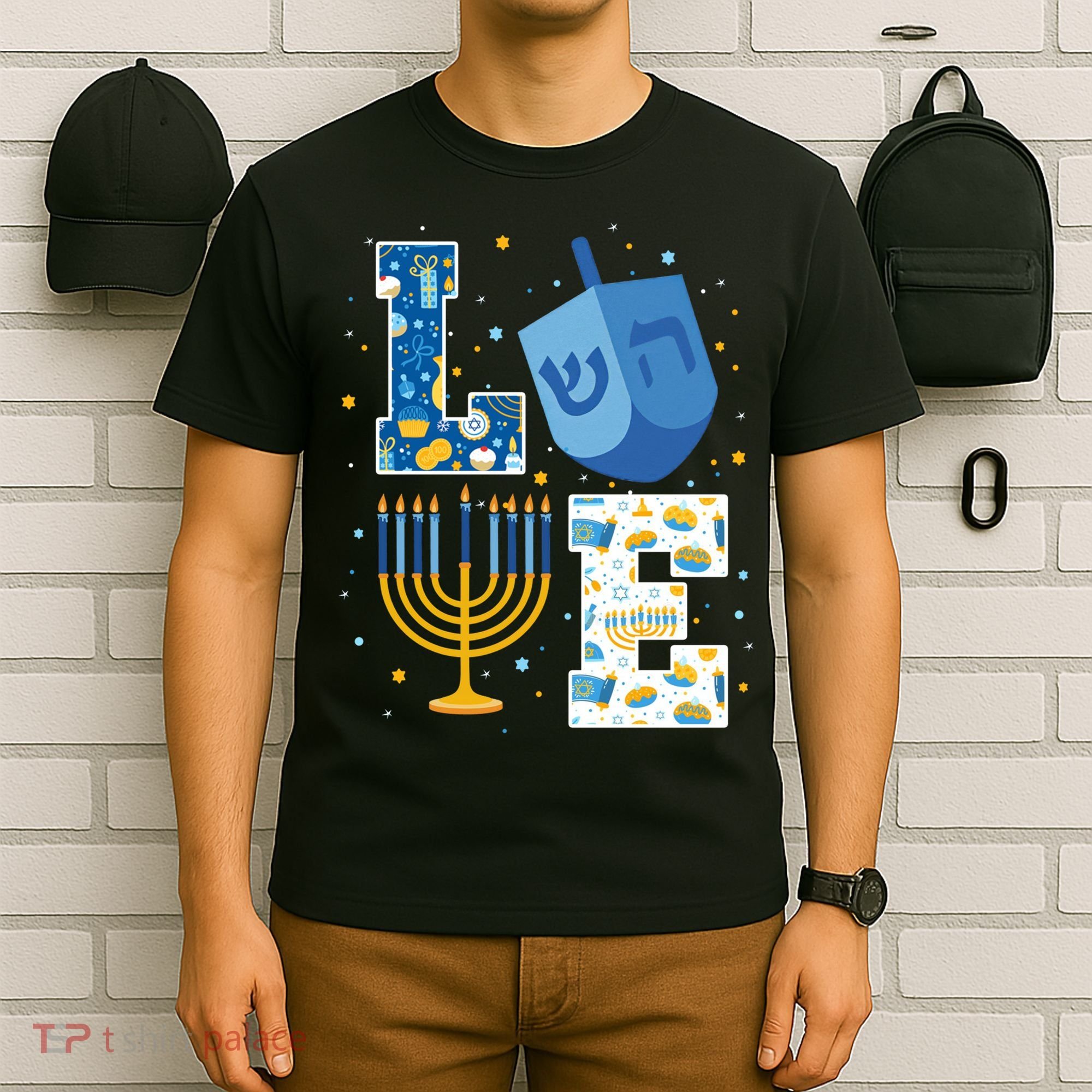 LOVE Cute Hanukkah Decorations Dreidel Menorah Chanukah T-Shirt