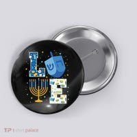 LOVE Cute Hanukkah Decorations Dreidel Menorah Chanukah Button thumb 0