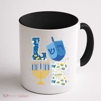 LOVE Cute Hanukkah Decorations Dreidel Menorah Chanukah Coffee Mug thumb 1