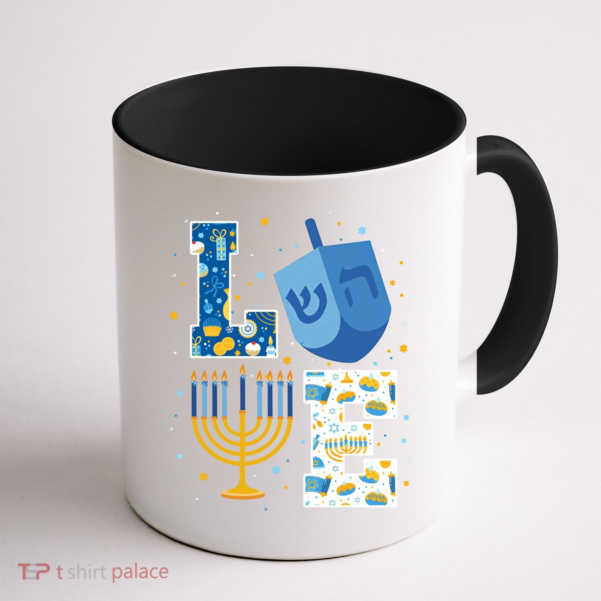 LOVE Cute Hanukkah Decorations Dreidel Menorah Chanukah Coffee Mug