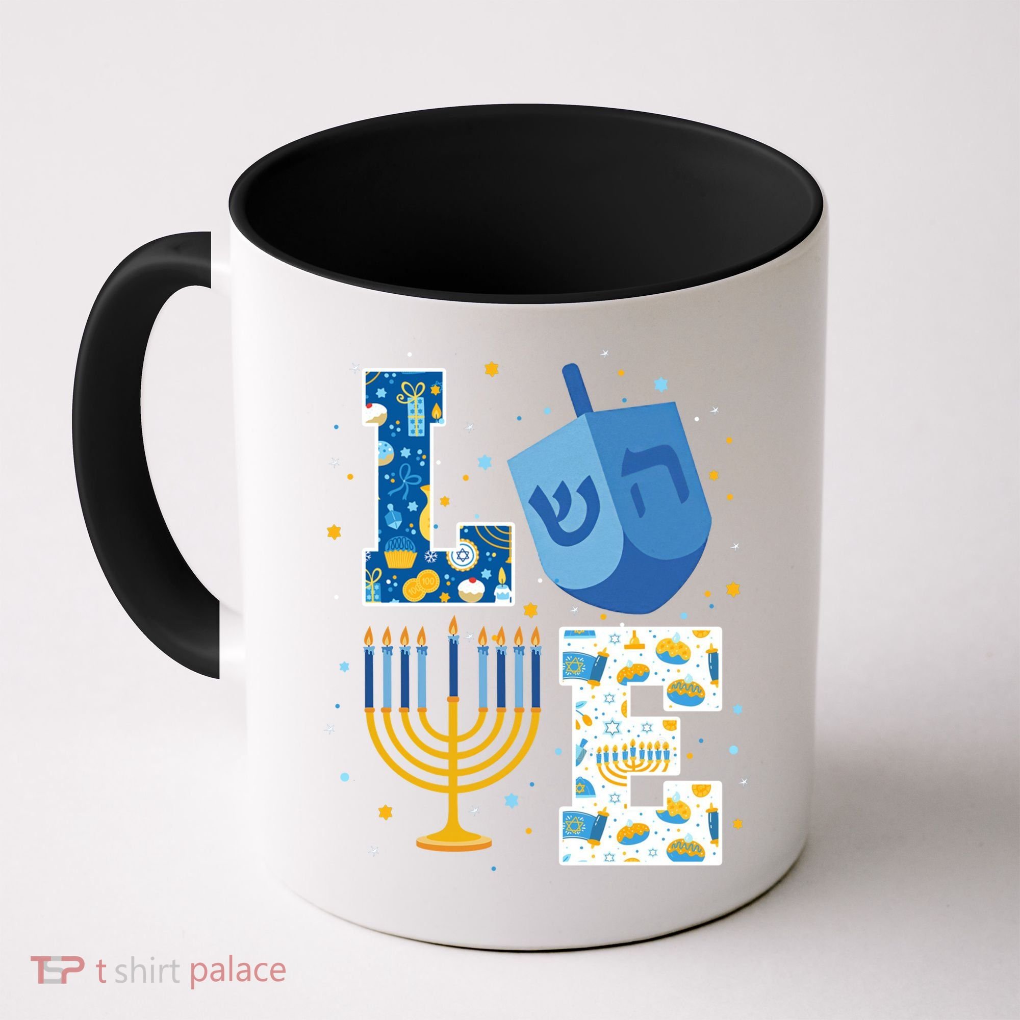LOVE Cute Hanukkah Decorations Dreidel Menorah Chanukah Coffee Mug