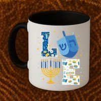 LOVE Cute Hanukkah Decorations Dreidel Menorah Chanukah Coffee Mug thumb 2
