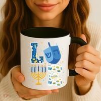 LOVE Cute Hanukkah Decorations Dreidel Menorah Chanukah Coffee Mug thumb 3