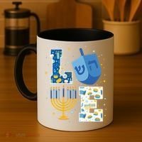 LOVE Cute Hanukkah Decorations Dreidel Menorah Chanukah Coffee Mug thumb 4