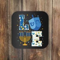 LOVE Cute Hanukkah Decorations Dreidel Menorah Chanukah Coaster thumb 0