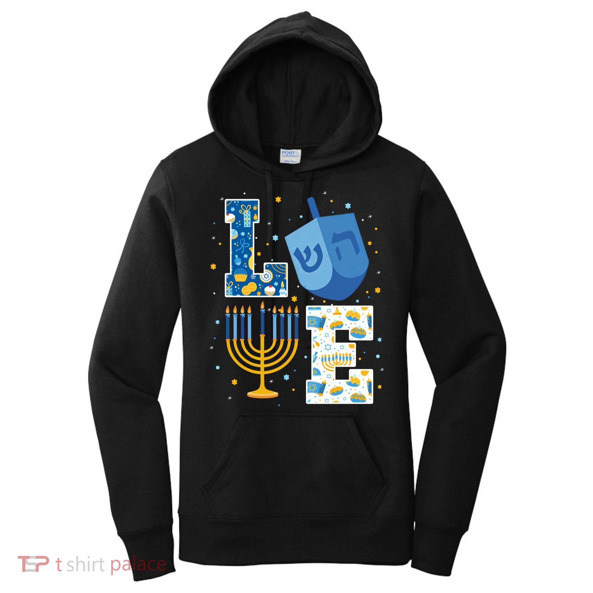 LOVE Cute Hanukkah Decorations Dreidel Menorah Chanukah Women's Hoodie