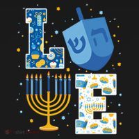 LOVE Cute Hanukkah Decorations Dreidel Menorah Chanukah Women's Hoodie thumb 2