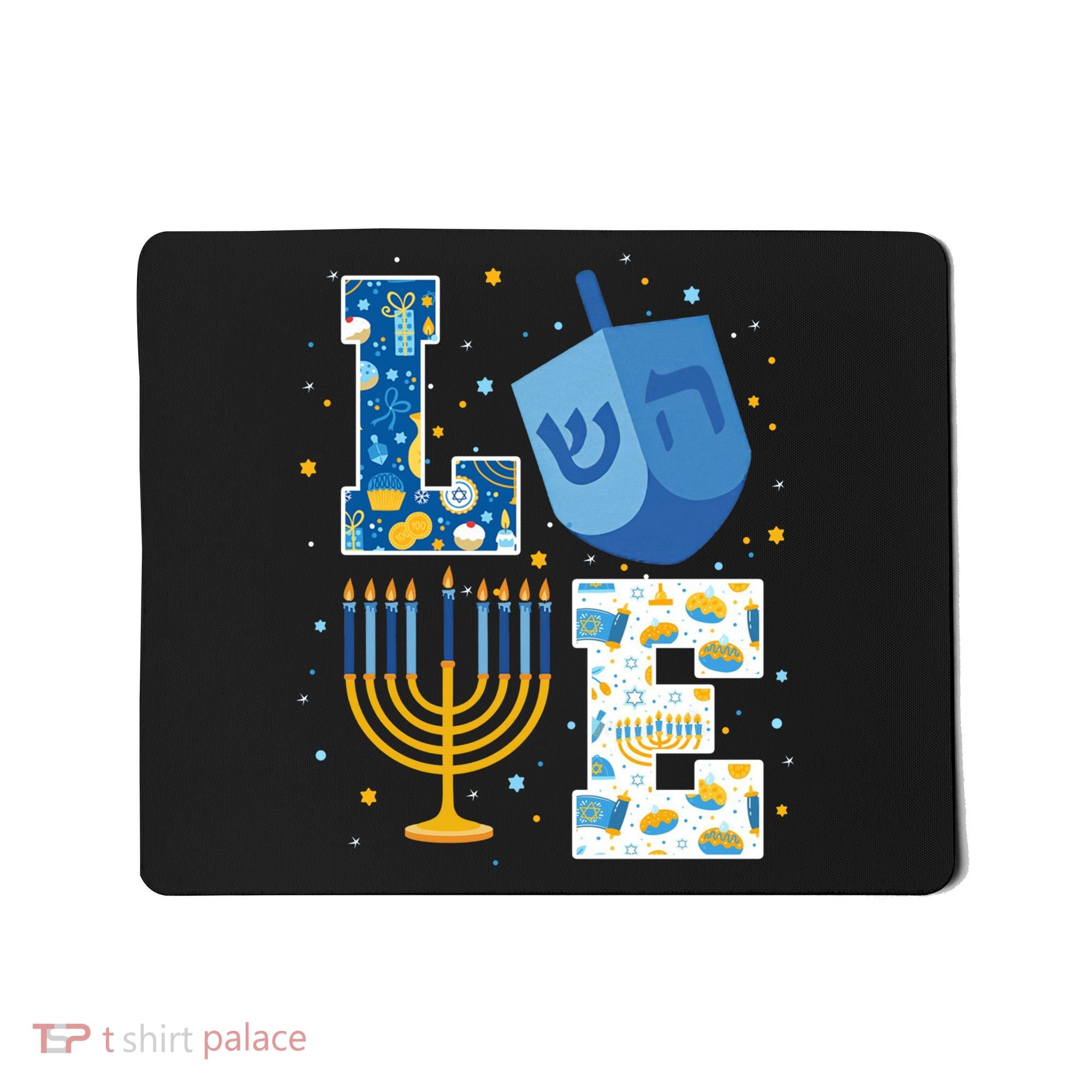 LOVE Cute Hanukkah Decorations Dreidel Menorah Chanukah Mousepad