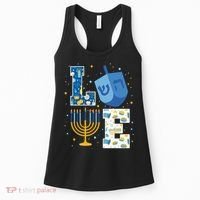 LOVE Cute Hanukkah Decorations Dreidel Menorah Chanukah Women's Tank Top thumb 0