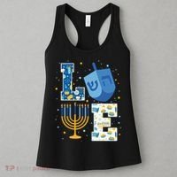 LOVE Cute Hanukkah Decorations Dreidel Menorah Chanukah Women's Tank Top thumb 3