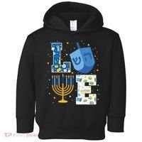 LOVE Cute Hanukkah Decorations Dreidel Menorah Chanukah Toddler Hoodie thumb 0
