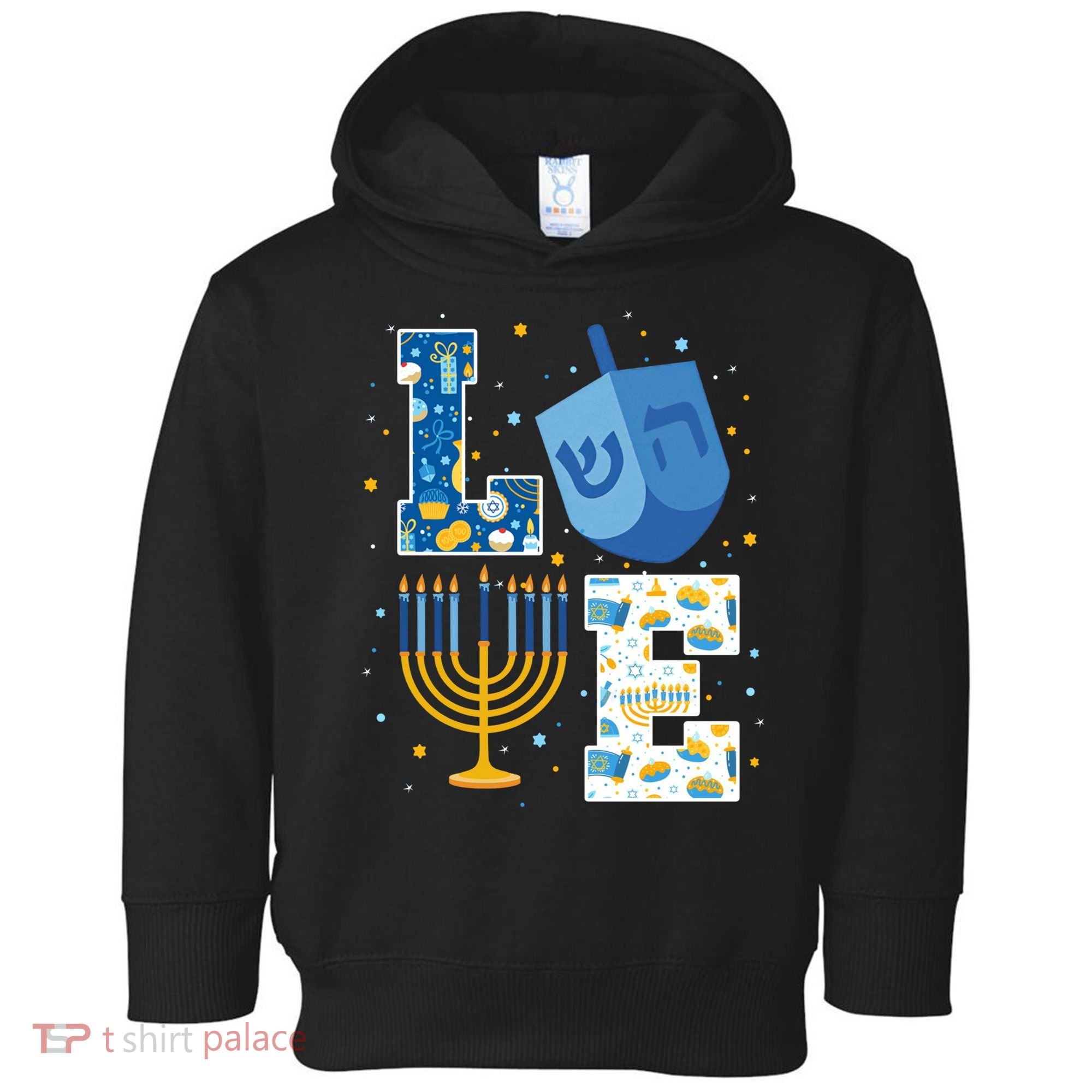 LOVE Cute Hanukkah Decorations Dreidel Menorah Chanukah Toddler Hoodie