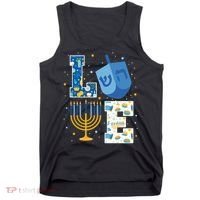 LOVE Cute Hanukkah Decorations Dreidel Menorah Chanukah Tank Top thumb 0