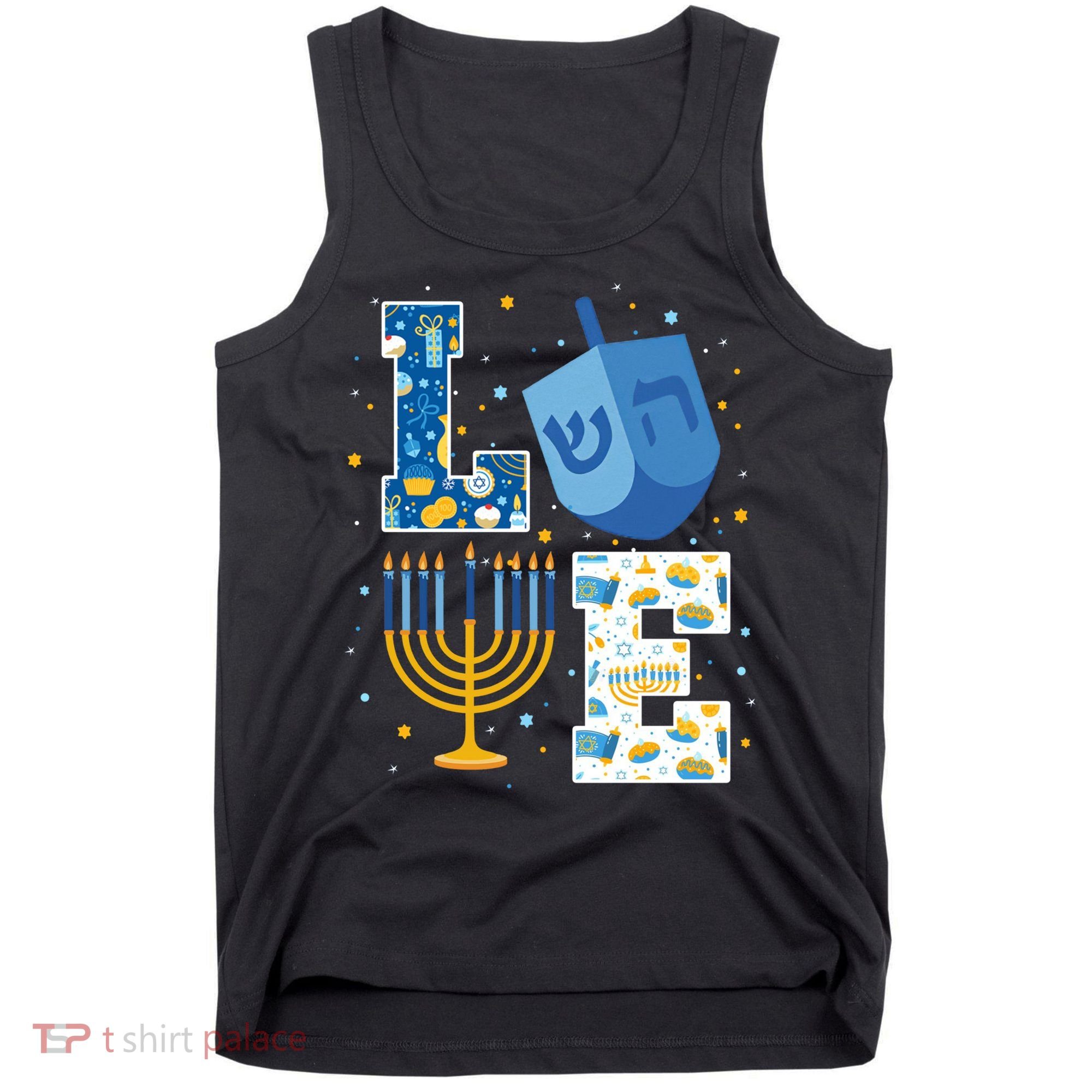 LOVE Cute Hanukkah Decorations Dreidel Menorah Chanukah Tank Top