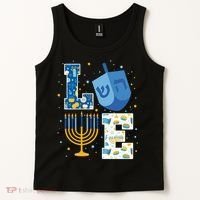 LOVE Cute Hanukkah Decorations Dreidel Menorah Chanukah Tank Top thumb 2