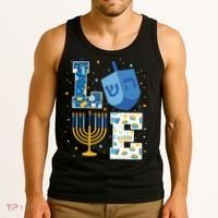 LOVE Cute Hanukkah Decorations Dreidel Menorah Chanukah Tank Top thumb 3