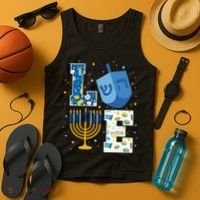 LOVE Cute Hanukkah Decorations Dreidel Menorah Chanukah Tank Top thumb 4