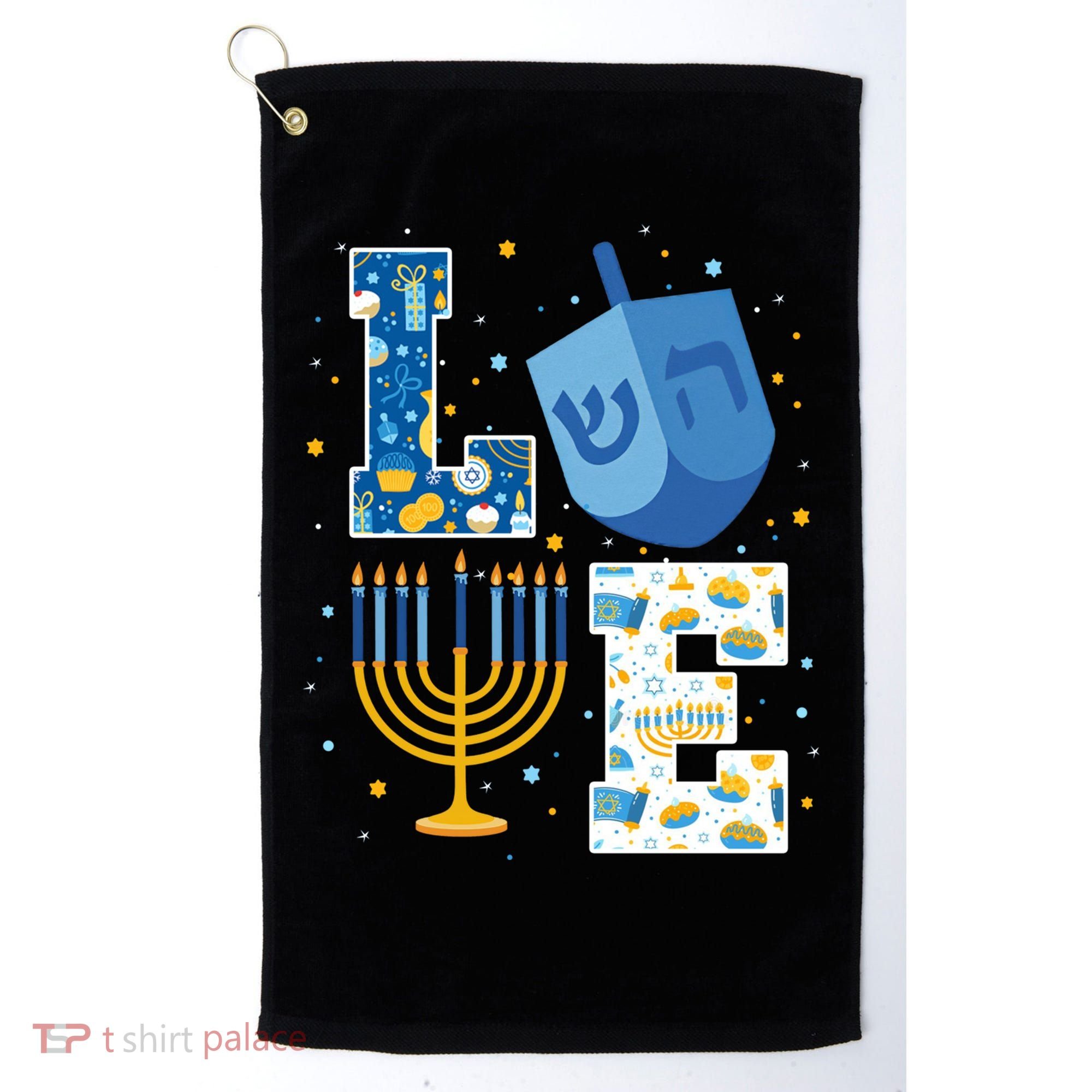 LOVE Cute Hanukkah Decorations Dreidel Menorah Chanukah Golf Towel