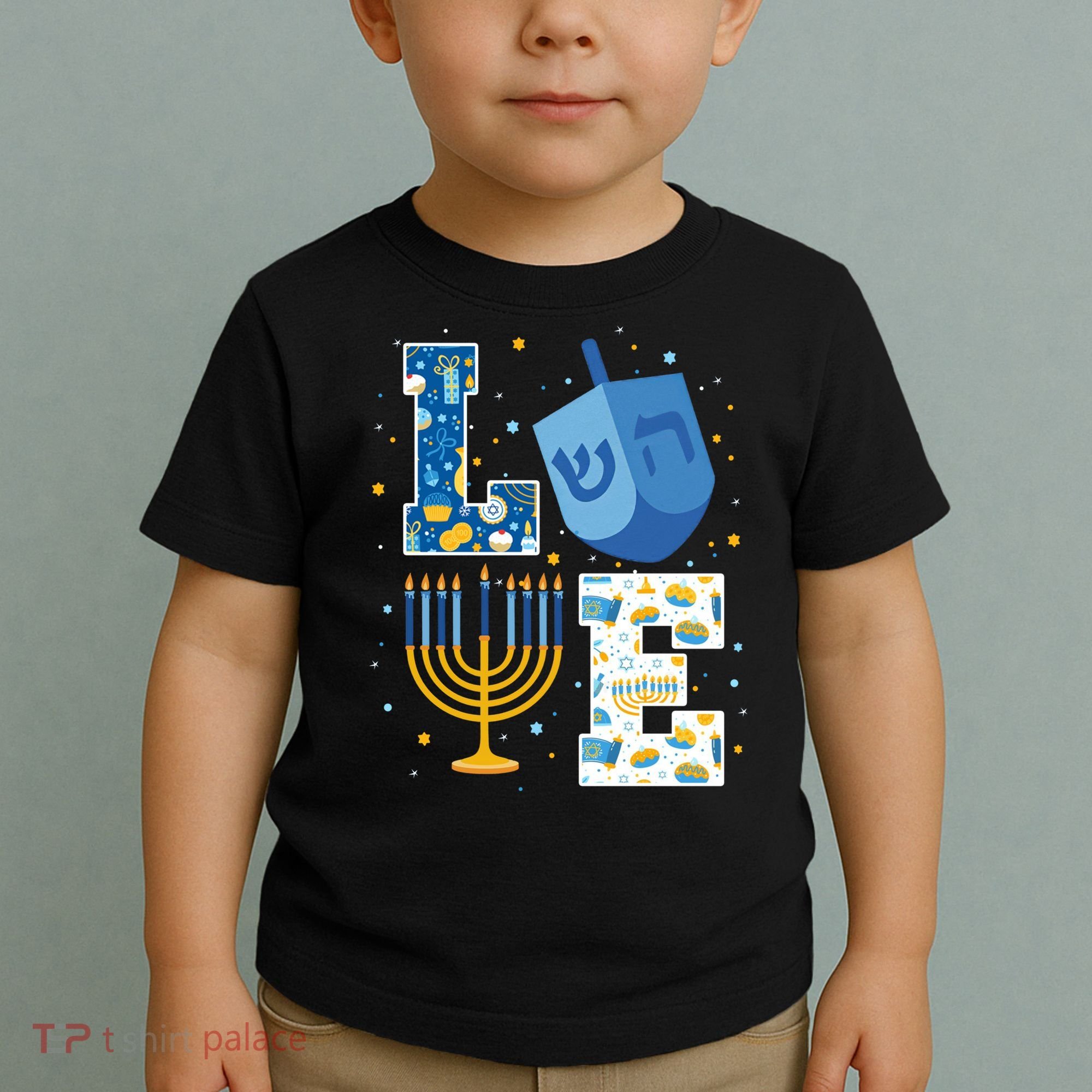 LOVE Cute Hanukkah Decorations Dreidel Menorah Chanukah Toddler T-Shirt