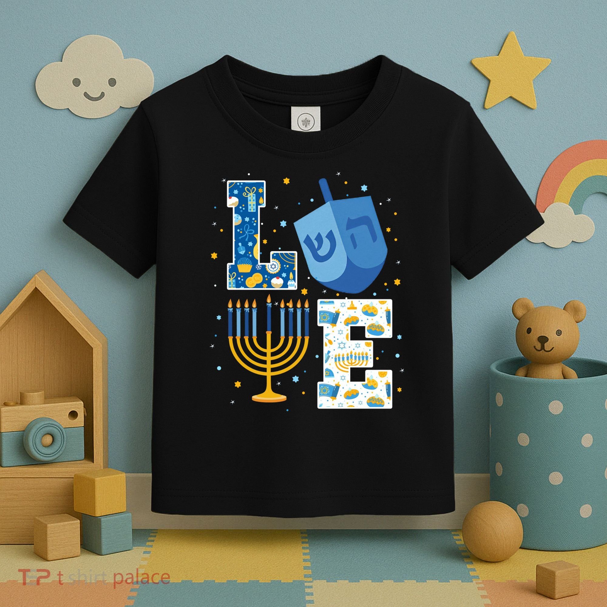 LOVE Cute Hanukkah Decorations Dreidel Menorah Chanukah Toddler T-Shirt