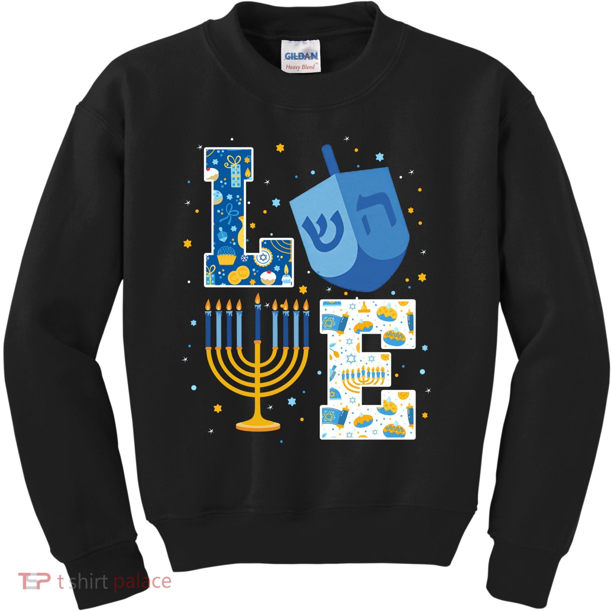 LOVE Cute Hanukkah Decorations Dreidel Menorah Chanukah Kids Sweatshirt