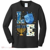 LOVE Cute Hanukkah Decorations Dreidel Menorah Chanukah Kids Long Sleeve Shirt thumb 0