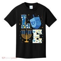LOVE Cute Hanukkah Decorations Dreidel Menorah Chanukah Kids T-Shirt thumb 0
