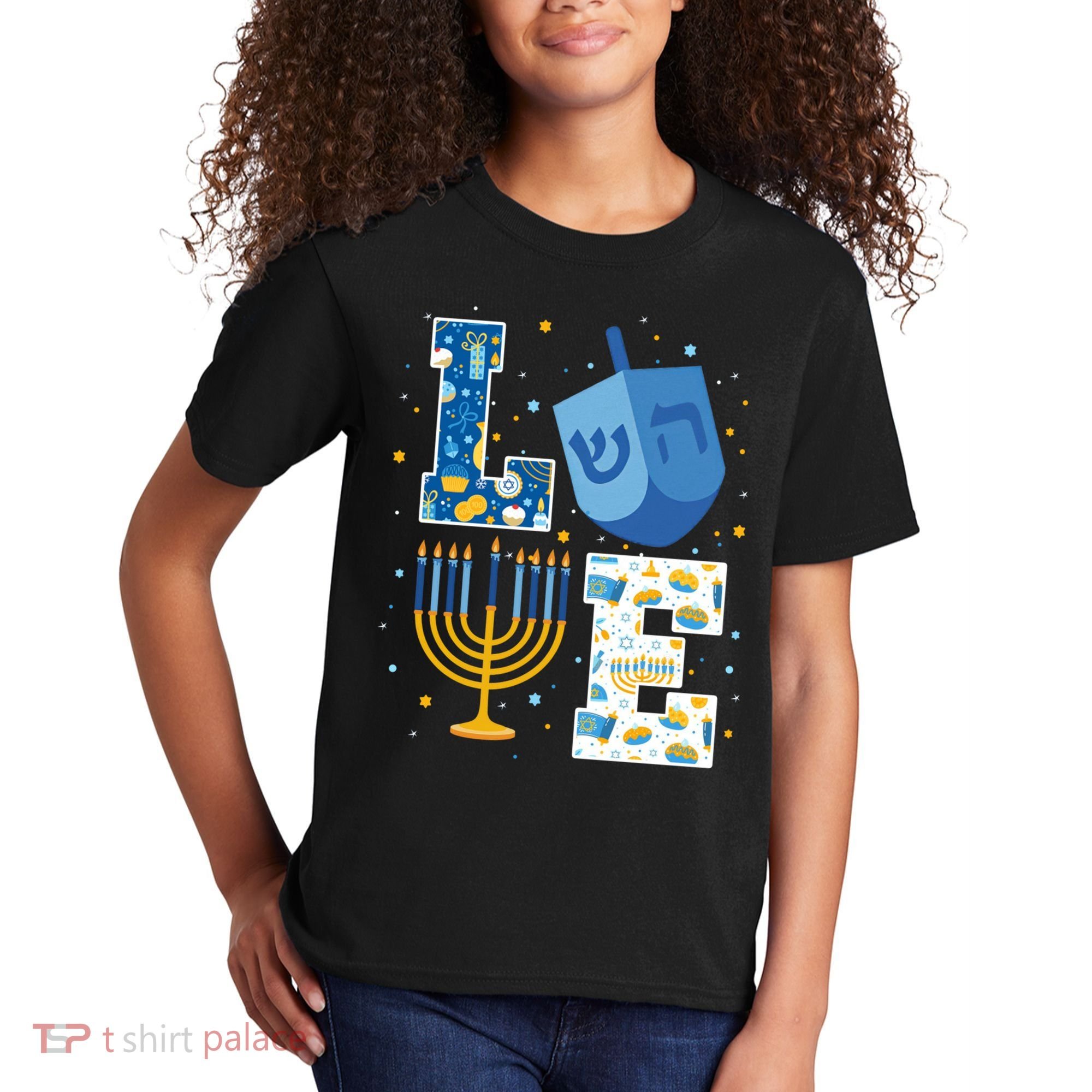 LOVE Cute Hanukkah Decorations Dreidel Menorah Chanukah Kids T-Shirt