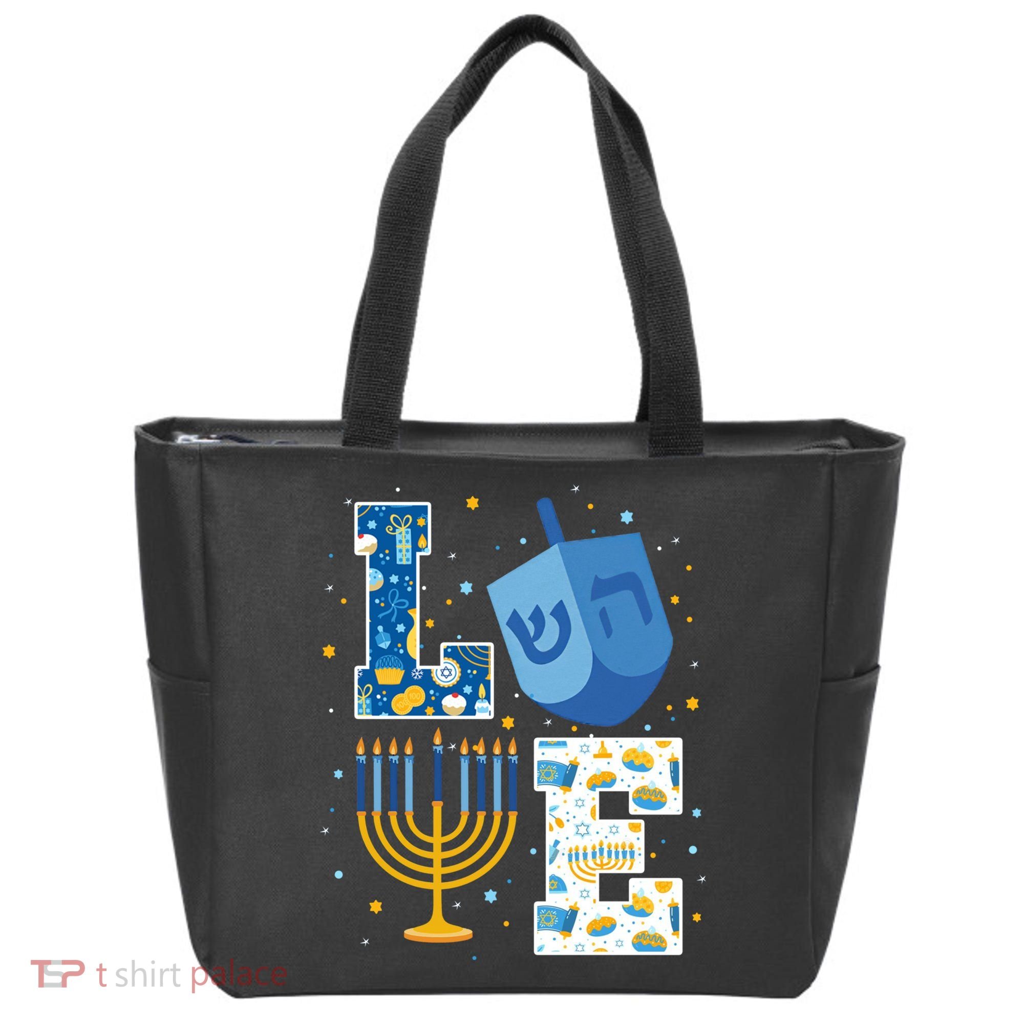 LOVE Cute Hanukkah Decorations Dreidel Menorah Chanukah Tote Bag