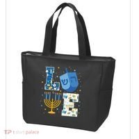 LOVE Cute Hanukkah Decorations Dreidel Menorah Chanukah Tote Bag thumb 3