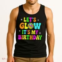 Lets Crazy It's My Birthday Party Glowing 80s Group Team Tank Top thumb 3