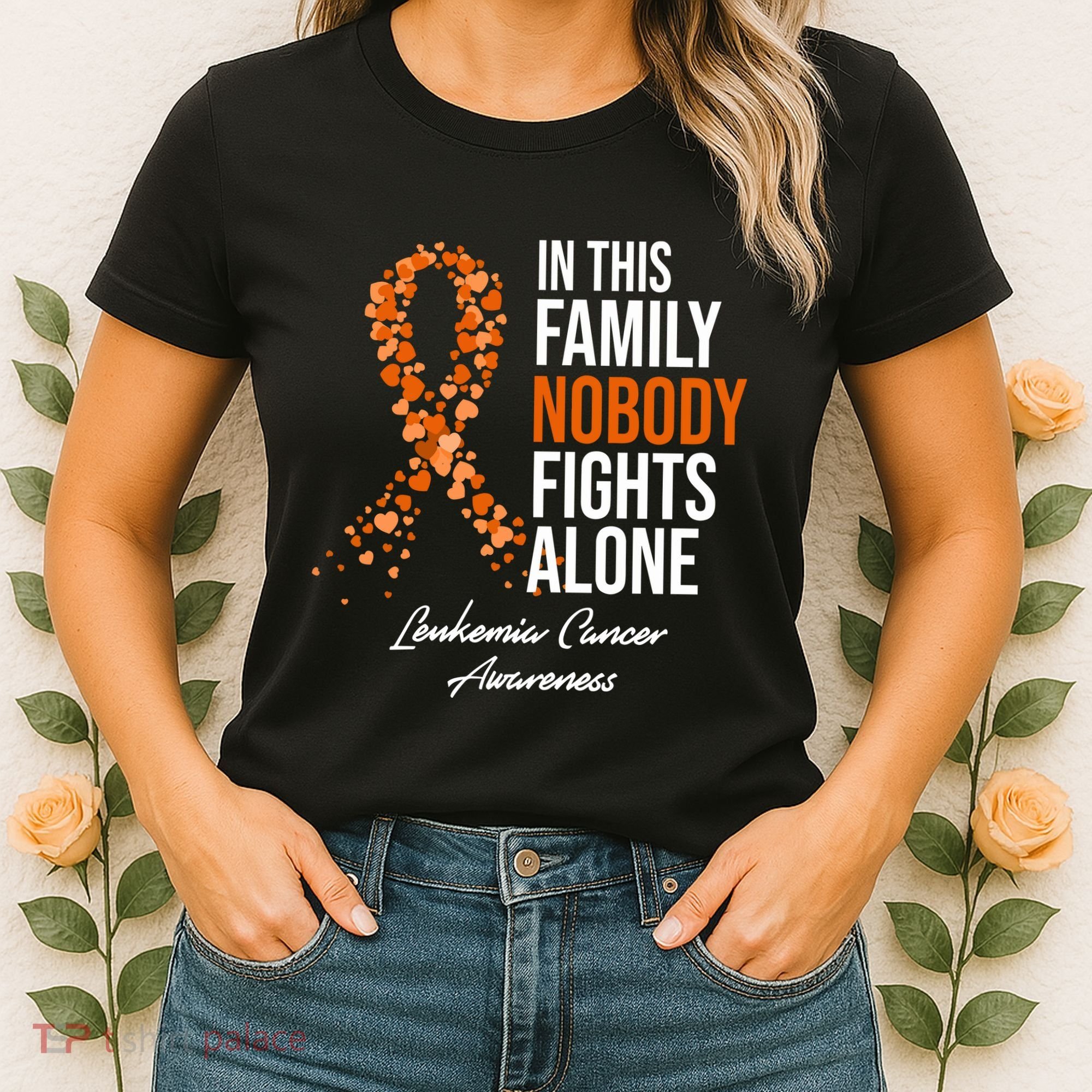 Leukemia Cancer In This Family Nobody Fights Alone Women's T-Shirt