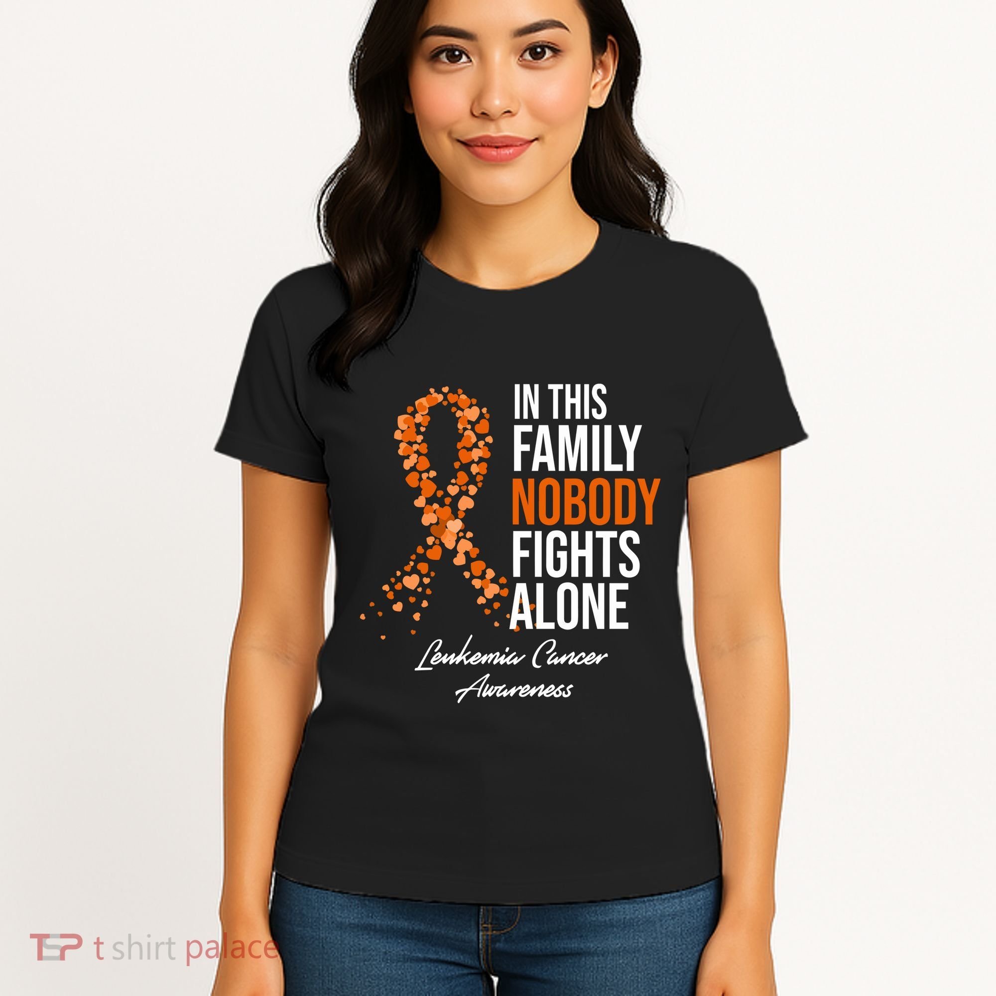 Leukemia Cancer In This Family Nobody Fights Alone Women's T-Shirt