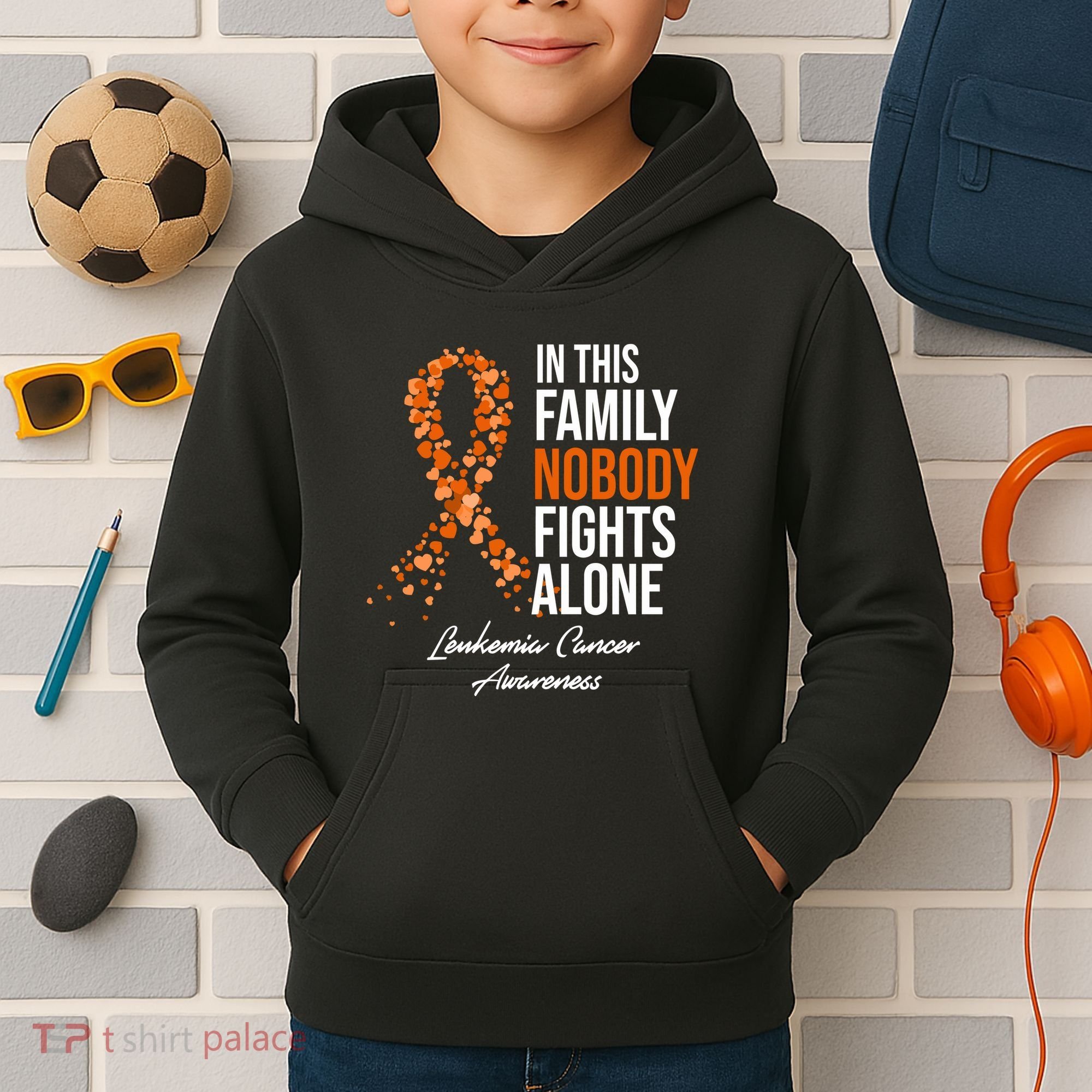 Leukemia Cancer In This Family Nobody Fights Alone Kids Hoodie