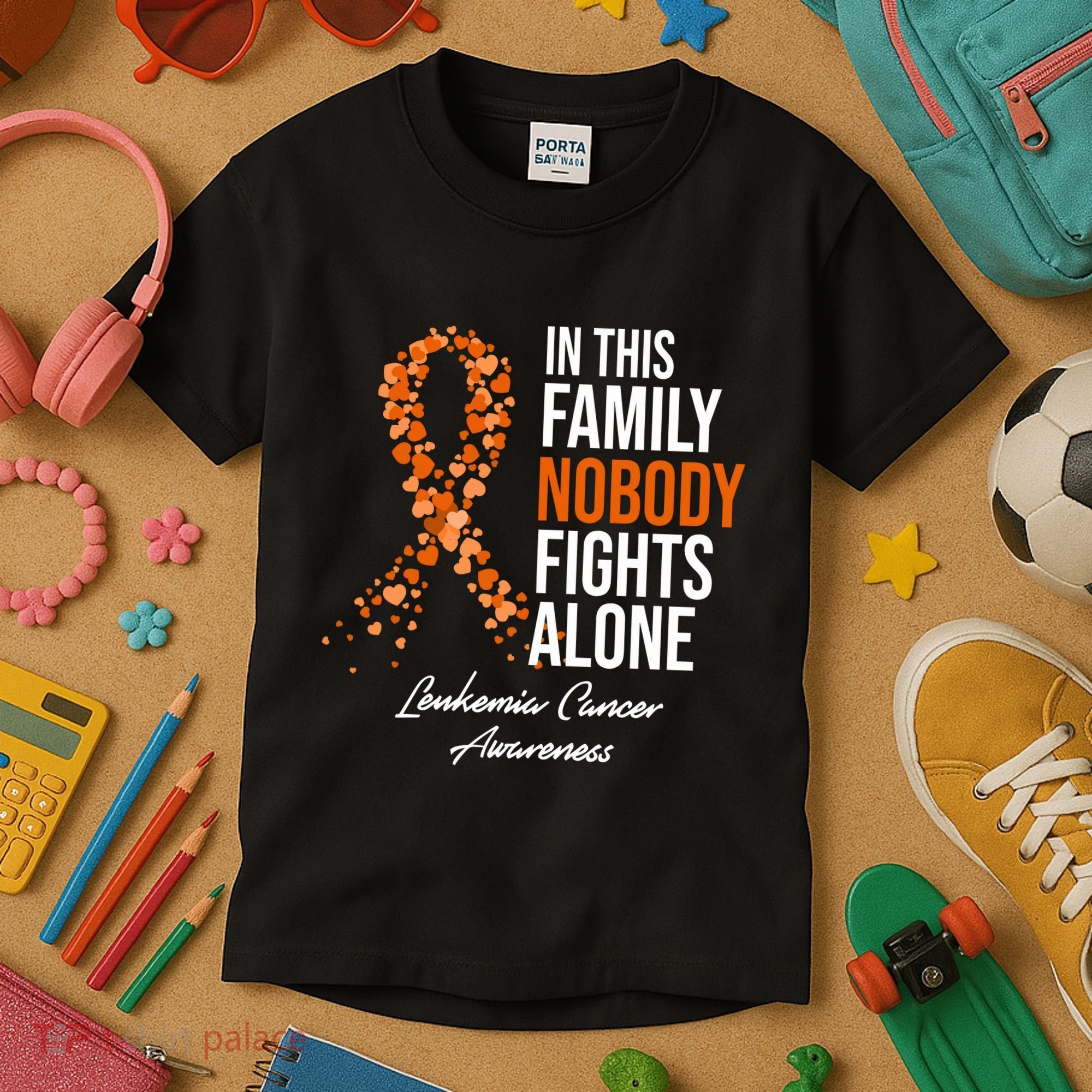 Leukemia Cancer In This Family Nobody Fights Alone Kids T-Shirt
