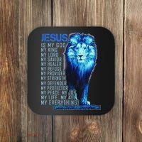 Lion Christian Jesus Is My God King Lord And Savior Coaster thumb 0