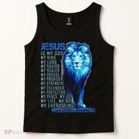 Lion Christian Jesus Is My God King Lord And Savior Tank Top thumb 2