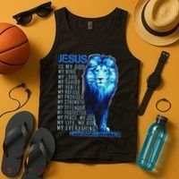 Lion Christian Jesus Is My God King Lord And Savior Tank Top thumb 4