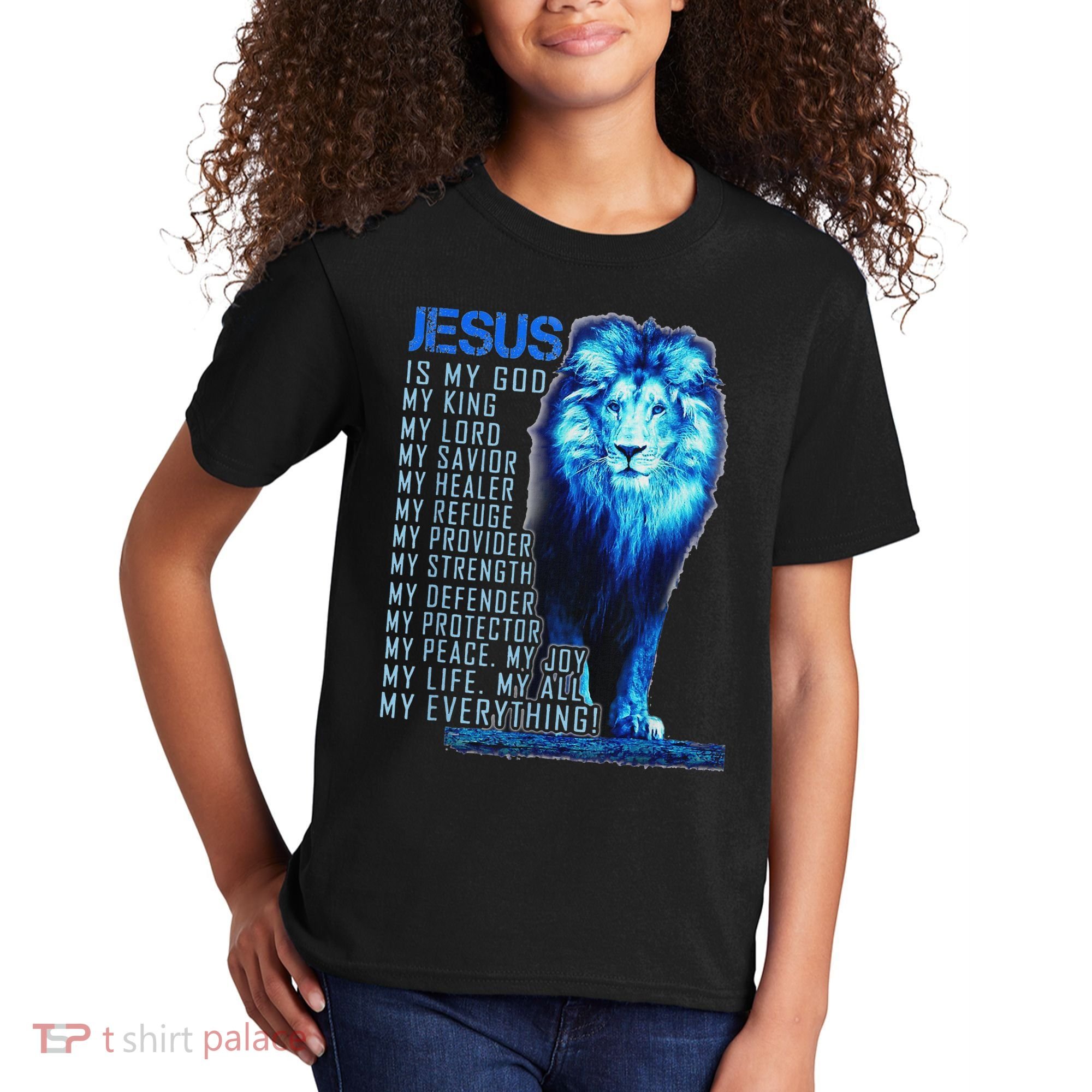 Lion Christian Jesus Is My God King Lord And Savior Kids T-Shirt