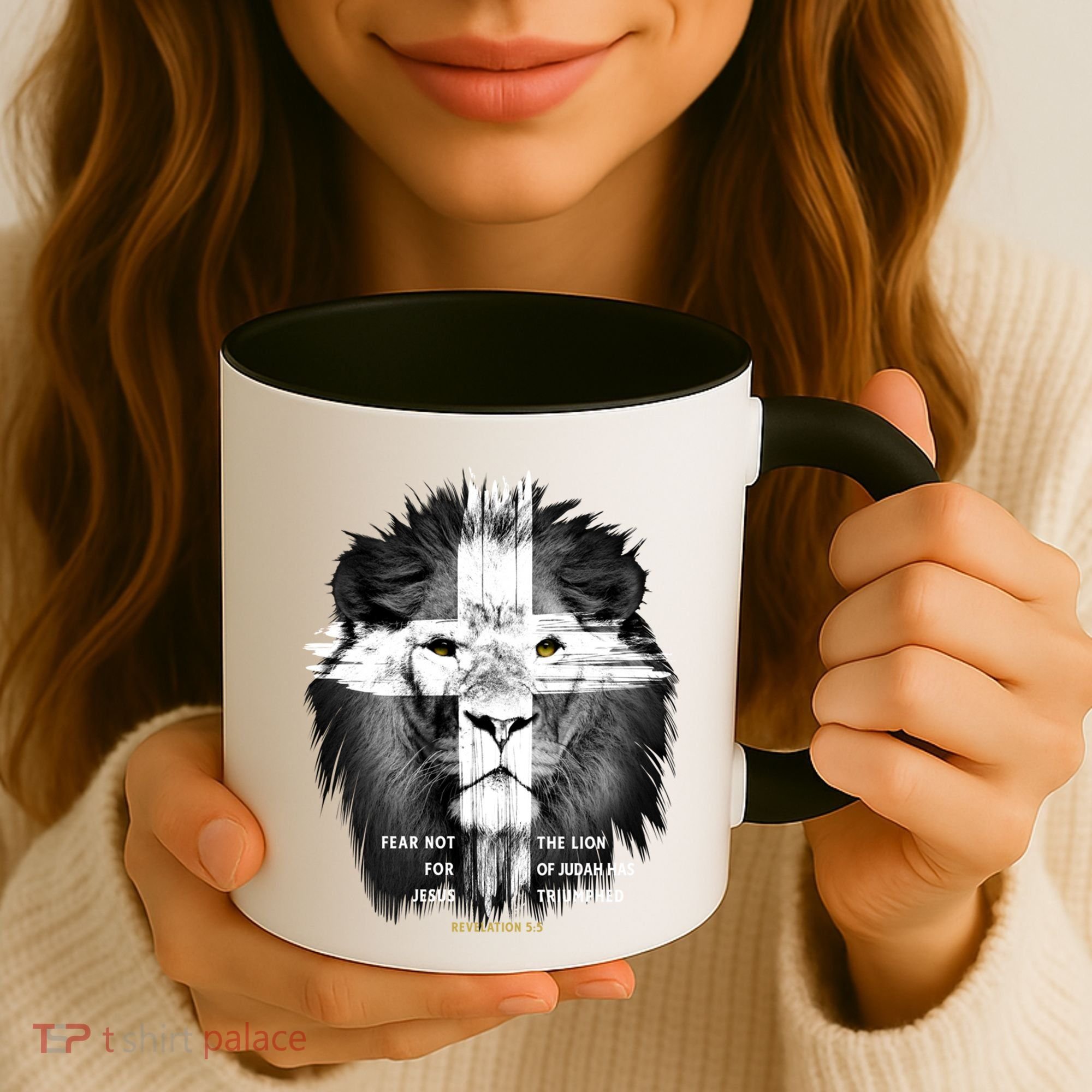 Lion Cross Jesus Christian Lord God Believer Gift Coffee Mug