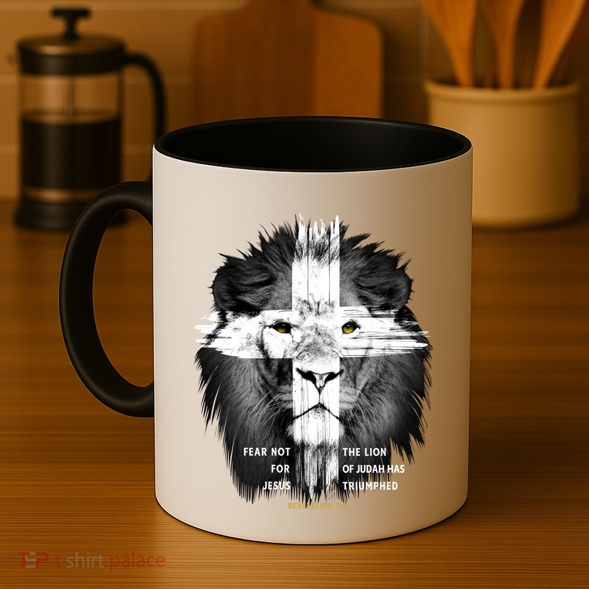 Lion Cross Jesus Christian Lord God Believer Gift Coffee Mug