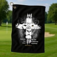 Lion Cross Jesus Christian Lord God Believer Gift Golf Towel thumb 1